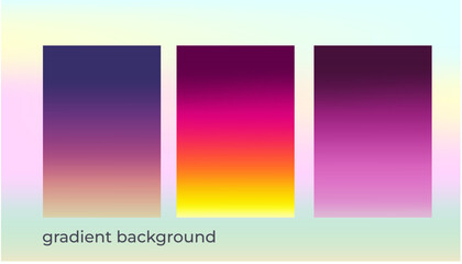 Set of gradient backgrounds, pink, purple, neon, yellow, red, orange . For wallpaper, branding, social media.
