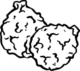 Thai herbs doodle elements with black and white outline