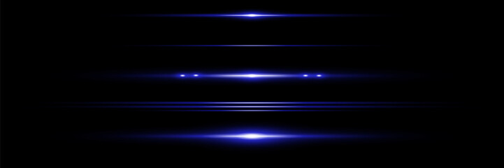 Laser beams, horizontal beams of light. Beautiful light flashes. Glowing stripes on a dark background. Glowing abstract sparkling background.