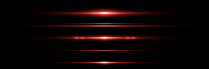 Horizontal glare. Laser beams, horizontal beams of light. Beautiful light flashes. Glowing stripes on a dark background. Glowing abstract sparkling background.