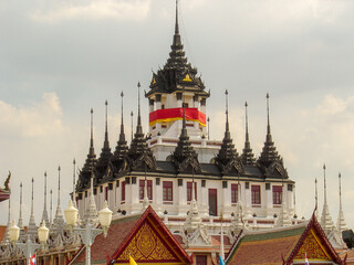 Metal Castle aka Wat Loha Prasat temple in Grand Palace of king built 1846  in Bangkok - Thailand