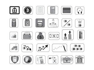 Set of twenty nine financial icons