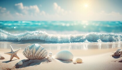Fototapeta na wymiar Summer holidays in beach seashore. Generative AI