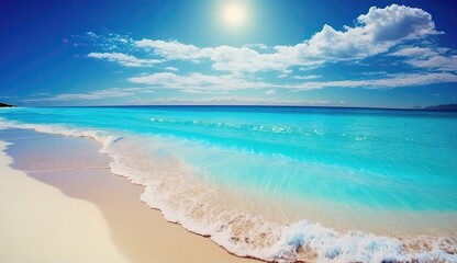 Fototapeta na wymiar Beautiful beach blue sea water. Generative AI