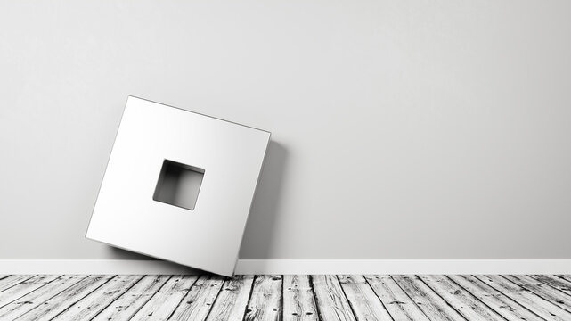 Roblox Logo on Wooden Floor Against Wall