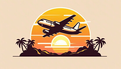 Logo of airplane, travel in summer concept. Generative AI