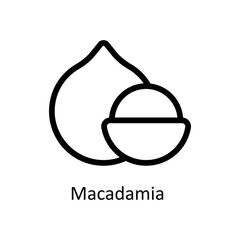 Macadamia  Vector   outline Icons. Simple stock illustration stock