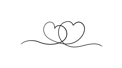 Heart line drawing drawn with black pen.