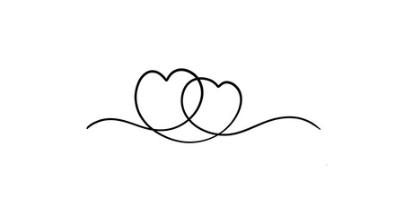 Heart line drawing drawn with black pen.