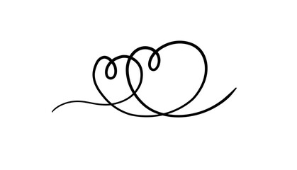Heart line drawing drawn with black pen.