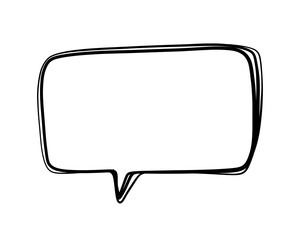 Speech bubble hand drawing drawn with black pen.