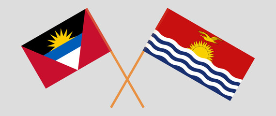 Crossed flags of Antigua and Barbuda and Kiribati. Official colors. Correct proportion
