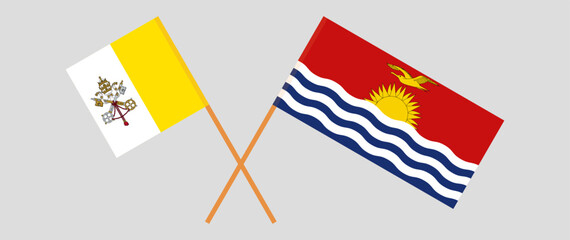 Crossed flags of Vatican and Kiribati. Official colors. Correct proportion