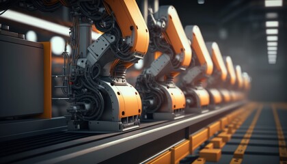 Fototapeta premium Plant where cars are manufactured. Generative AI