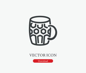 Glass vector icon. Editable stroke. Symbol in Line Art Style for Design, Presentation, Website or Mobile Apps Elements, Logo.  Glass symbol illustration. Pixel vector graphics - Vector