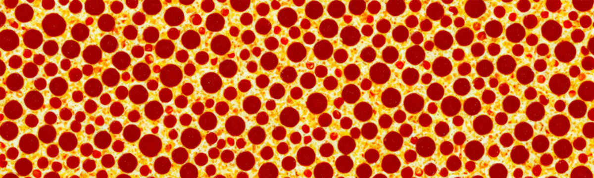 Closeup of pepperoni pizza with cheese and delicious toppings creating mouth watering texture. Great for interior design, restaurant menus, or gift wrap. Vector