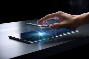 Visual Immersion with 3D Touch Holographic Technology in smartphone, ai generative