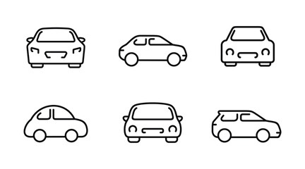 Car outline icon set isolated on white background