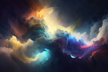 Psychedelic abstract background. Colorful galaxy wallpaper. AI	