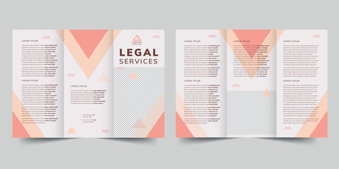Legal Services trifold brochure template. A clean, modern, and high-quality design tri fold brochure vector design. Editable and customize template brochure