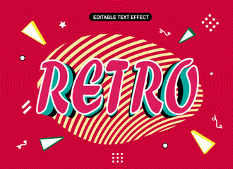 Obraz premium Retro 3D editable text effect vintage pink bold cute decoration template vector