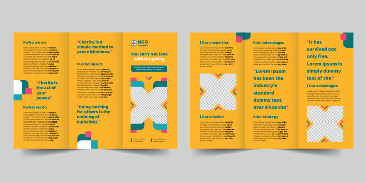 NGO trifold brochure template. A clean, modern, and high-quality design tri fold brochure vector design. Editable and customize template brochure