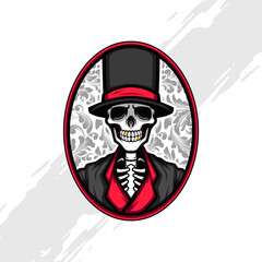 Vintage Skull Mascot for Adult Drink Label
