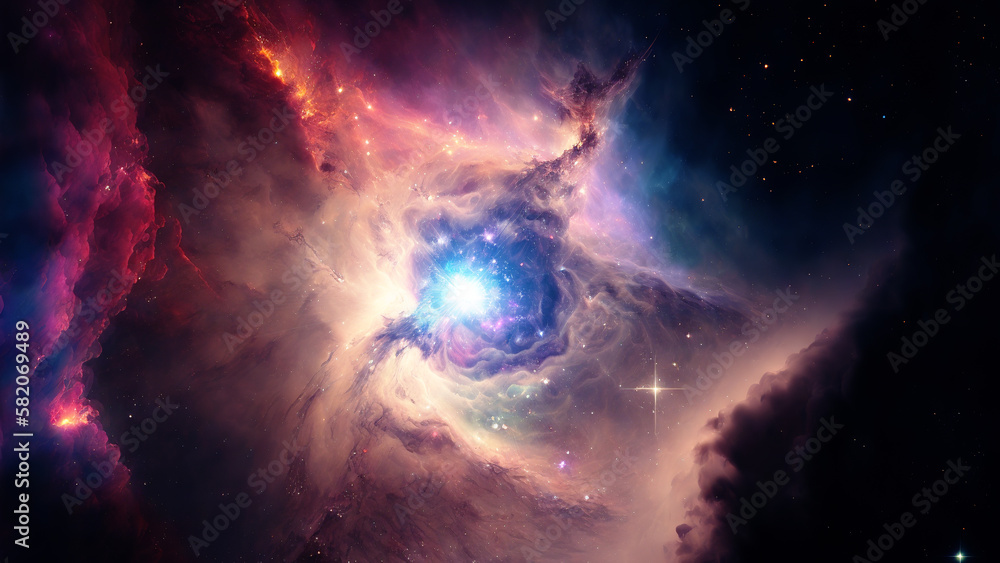 Leinwandbilder large view of a colorful dark nebula in space. cosmic background with bright shining stars, galaxies