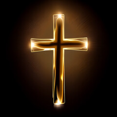burning cross in black background