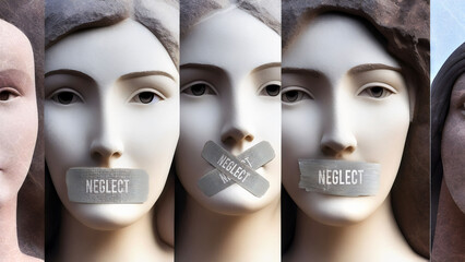 Neglect and silenced women. They are symbolic of the countless others who has been silenced simply because of their gender. Neglect that seek to suppress women's voices.,3d illustration