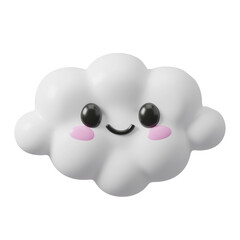 White 3d cloud.3d cartoon cute cloud. 3d render icon illustration.Cartoon creative design icon. cloud icon element