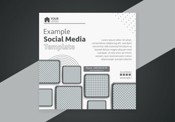 Minimal design layout. Editable square abstract modern geometric shape banner template for social media post promotion. 