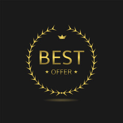 Best offer golden laurel wreath vector label