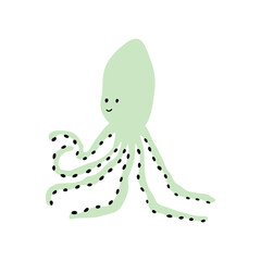 Octopus Character sea animal on deep background. Wild life illustration. Underwear world. Vector illustration.