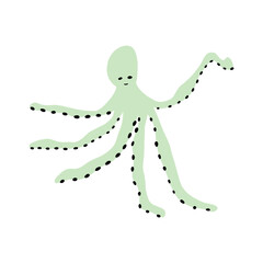 Octopus Character sea animal on deep background. Wild life illustration. Underwear world. Vector illustration.