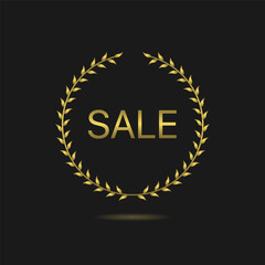 Sale clearance Golden laurel wreath vector label