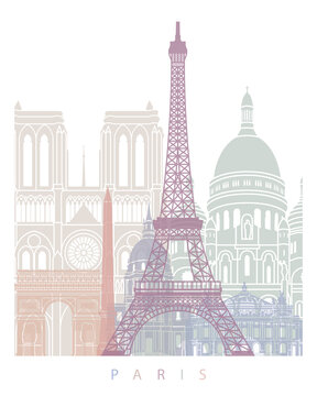 PARIS SKYLINE POSTER PASTEL