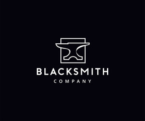 Minimalist anvil blacksmith logo design