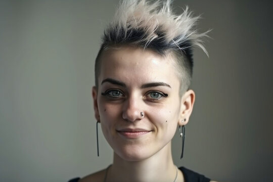 young woman in punk style portrait. generative AI.