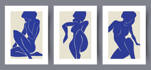 Portrait girls slender body wall art print. Printable minimal abstract poster. Wall artwork for interior design. Contemporary decorative background. 