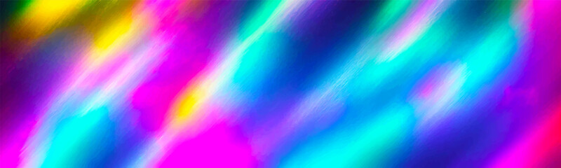 Shimmering holographic texture with iridescent gradient creating futuristic and trendy abstract design. Colorful and creative backdrop for digital or tech themed banner or illustration. Vector