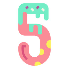 Five flat icon style