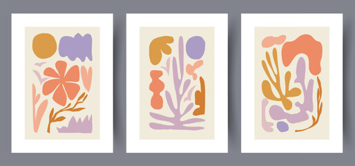 Still life herbs floral leaves wall art print. Printable minimal abstract poster. Wall artwork for interior design. Contemporary decorative background. 