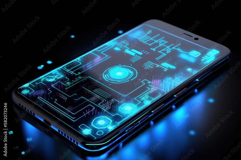 Aufkleber the concept of developing a mobile application for the phone.futuristic, modern illustration. innova