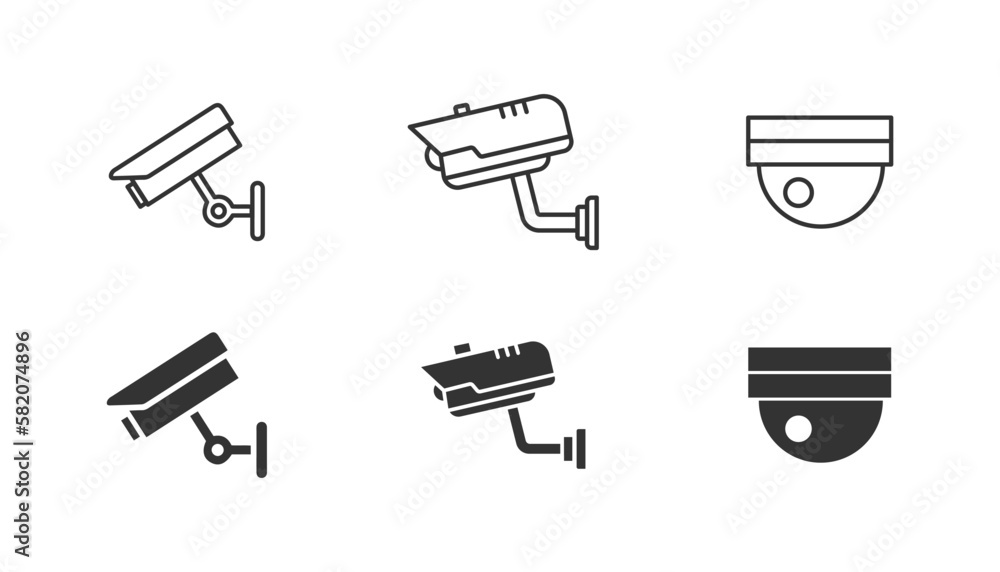 Poster security camera icons set isolated on white background. camera icon trendy and modern symbol for web
