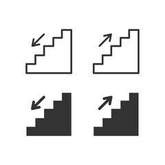 Upstairs and downstairs vector icon. Stairs vector symbol is isolated on a grey background