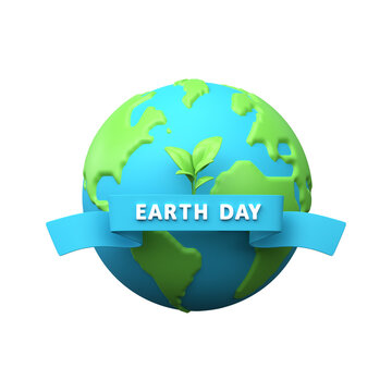 Earth Day 3d inscription.against the backdrop of the planet. 3d illustrations for postcards and posters