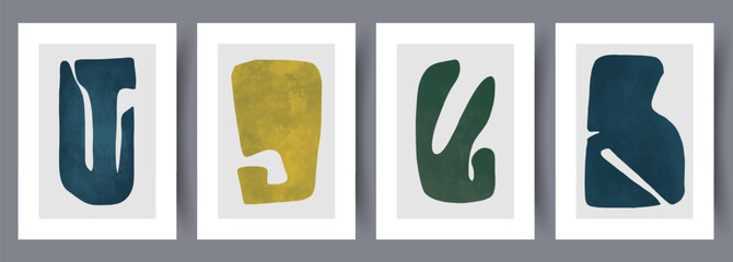 Abstract figures scandinavian tracery wall art print. Printable minimal abstract poster. Wall artwork for interior design. Contemporary decorative background. 