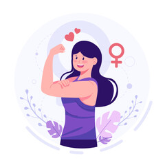 Happy strong women flat illustration