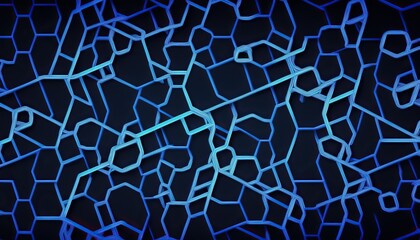 Abstract geometric pattern with lines, rhombuses. Blue black neon texture. generative AI